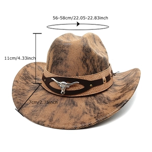 Western cowboy hat in tan with vintage bull head studs and leather band detail