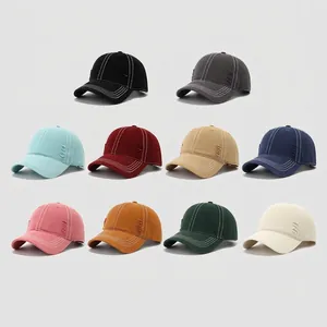 Gorra De Béisbol Para Niños Algodón Lavado Desgastado Costuras En Contraste Ajustable Protección Solar Hip-Hop
