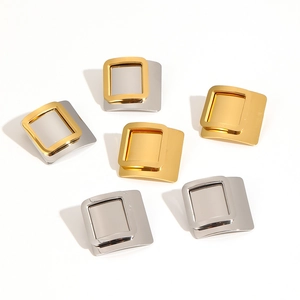 Polished rectangular stainless steel earrings in gold and silver finish options