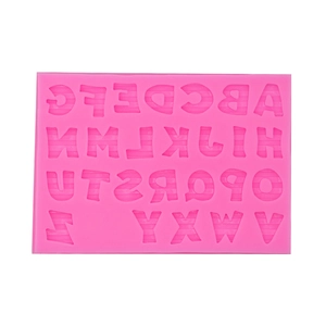 Moule en silicone rose avec lettres A-Z pour décoration de gâteaux et loisirs créatifs