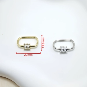 Oval gold and silver copper screw clasps with cubic zirconia for DIY jewelry making