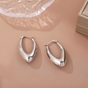 Orecchini A Cerchio In Acciaio Inossidabile Lucidato Cavi Goccia Forma U Stile Francese Minimalista Gioielli