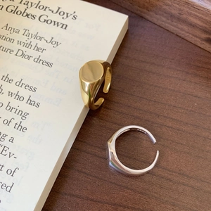 925 Sterling Silver Adjustable Open Ring Minimalist Smooth Signet Geometric High Polished Versatile Jewelry For Women