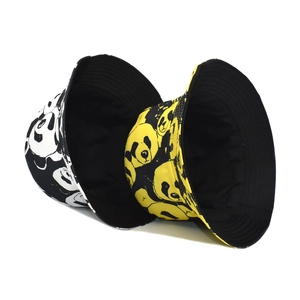 Bob réversible à imprimé panda noir, blanc et jaune pour une protection solaire stylée
