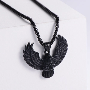 Eagle Pendant Necklace Retro 304 Stainless Steel Spread Wings Gothic Punk Jewelry For Men Women