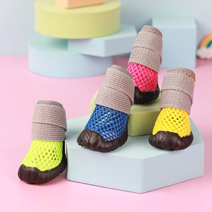 Breathable mesh dog shoes with non-slip rubber soles in vibrant multi-color options