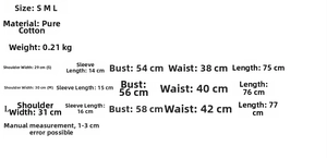 Size chart showing S, M, L measurements for the cotton knit patchwork sweater dress