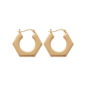 Minimalist high-polish gold hexagonal hoop earrings for modern daily style wear