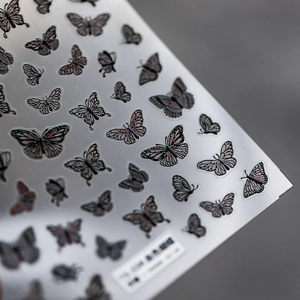5D Butterfly Nail Art Stickers Embossed 3D Relief Self Adhesive Blood Red Gothic Design DIY Manicure Decoration