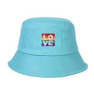 Fischerhut Baumwolle Canvas Regenbogen Love Stickerei Sonnenschutz Atmungsaktiv Outdoor Lässig Mode Für Damen Herren