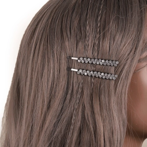 Set of 2 gunmetal rhinestone bobby pins for bridal weddings and elegant hair styling