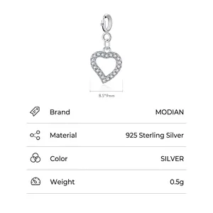 S925 sterling silver hollow heart pendant featuring micro-pave setting and minimalist design