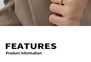 Detailed view of an 18K gold plated chain ring worn on finger with minimalist design