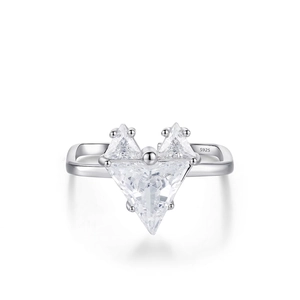 Bague élégante en argent sterling S925 avec zircons en forme de renard et anneau ouvert