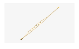 Detail of 18k gold plated double-layer bracelet with geometric rhombus charms and clasp
