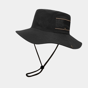 Cappello da sole impermeabile nero per outdoor con rete traspirante e sottogola