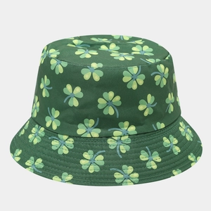 Detailed close-up showing the fine fabric texture and stitching of the clover bucket hat