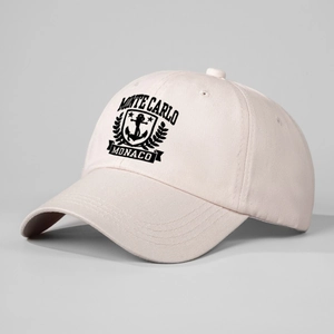 Vintage Monaco Baseballkappe aus cremefarbener Baumwolle mit Monte Carlo Stickerei