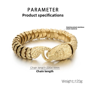 Detail showing the 14mm wide gold stainless steel dragon scale link and secure clasp