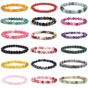 Variety set of 8mm natural tiger eye and crystal beaded stretch bracelets in 21 styles
