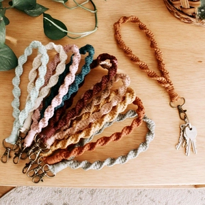 Portachiavi Da Polso In Macramé Intrecciato A Mano Cordino In Cotone Trama A Spirale Accessorio Stile Boho Per Chiavi Borse