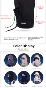 Detailed chart showing size 55-60cm and fleece lining of winter neck gaiter mask hat