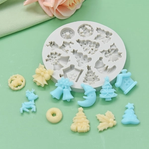 Moule de Noël en silicone avec formes de sapin et cerf pour décoration de gâteaux DIY