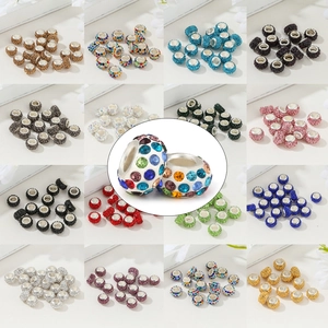 Sparkling crystal pavé large hole charm beads set in sixteen vibrant colors for DIY jewelry