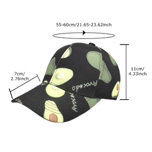 Casquette de baseball noire à motif avocat avec dimensions 55-60cm pour femmes