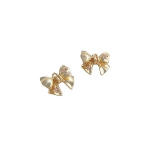 Exquisite 14K gold plated 3D bow pendants with sparkling zircons for DIY jewelry making