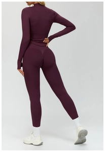 Close-up of ruched back seam on high-waist fitness leggings for booty lifting effect