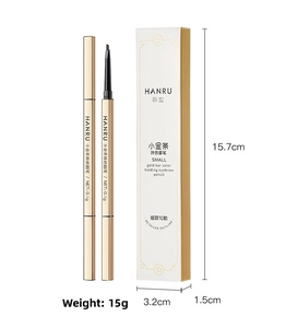 Detailed size chart and weight of dual-ended waterproof eyebrow pencil set in gold case