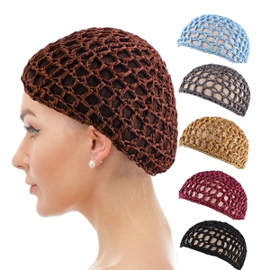 Handmade Crochet Hairnet Polyester Mesh Breathable Solid Color Sleeping Cap Vintage Hair Styling Tool For Women
