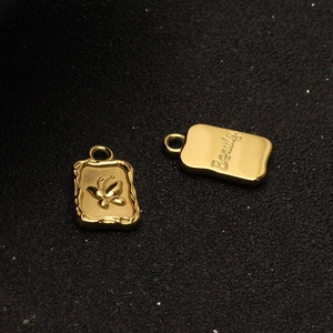 Butterfly Pendant Necklace Stainless Steel Rectangle Tag Beauty Engraved Minimalist High End Fashion Jewelry For Women