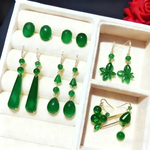 Boucles D'oreilles Strass Vert Émeraude Style Cour Française Vintage Avec Tige En Argent Sterling 925 Bijoux Élégants