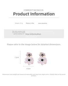 Détail de grandes boucles d'oreilles ginkgo en émail avec dimensions et caractéristiques