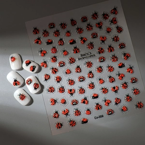 5D embossed ladybug nail art stickers with 3D insect designs for DIY manicures
