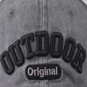 Vintage washed cotton outdoor baseball cap with detailed 3D embroidery and retro finish