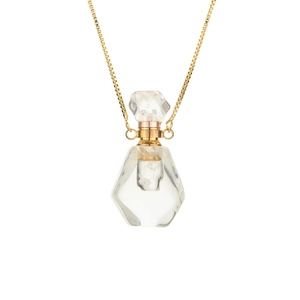Perfume bottle shaped crystal pendant necklace with golden box chain for women
