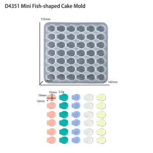 Molde silicona 133x142x14mm para 42 mini bombones o caramelos en forma de pez