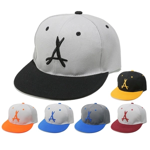 Snapback Hat Acrylic Flat Brim Baseball Cap With Letter A Embroidery Color Block Adjustable Hip Hop Streetwear For Men Women