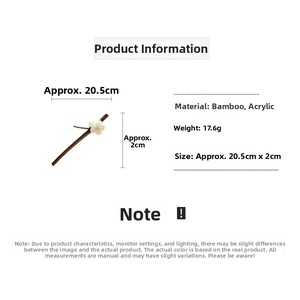 Detailed dimensions of the pearl flower bamboo hairpin with wood and acrylic materials