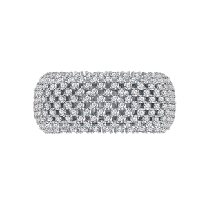 Wide band 925 silver ring featuring multiple rows of brilliant micro-pave cubic zirconia