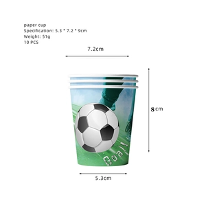 Soccer themed paper cups for world cup birthday party with Goal graphics 10 pack