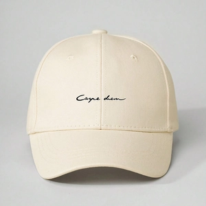 Casquette de baseball beige en coton avec lettrage Carpe Diem noir et sangle réglable