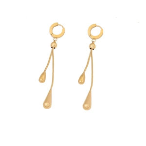 Elegant gold-tone teardrop tassel necklace and earring set with fine chain link pendants