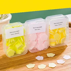 Portable Flower Soap Paper Sheets Disposable Petal Shaped Hand Wash Mini Boxed Scented Cleaning For Outdoor Travel Camping