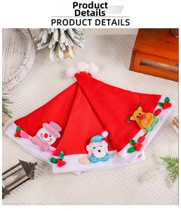 Close-up of plush Christmas hats featuring 3D snowman, polar bear, and reindeer details