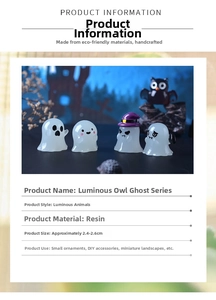 Luminous resin ghost and owl mini figures for Halloween micro landscape decoration