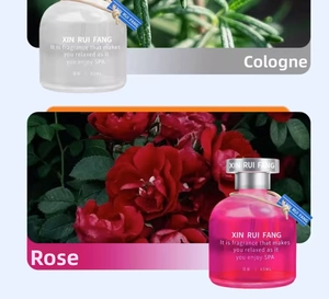 Flacons de parfum de voiture 65ml aux senteurs Cologne et Rose avec décors floraux